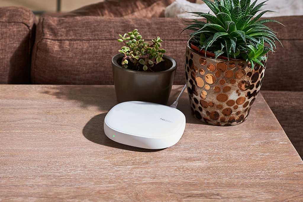 aeotec smart home hub on a table