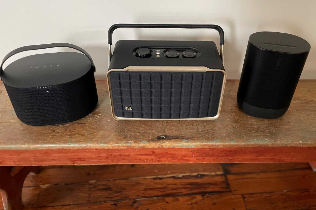 JBL Authentics 300 compared to Brane X and Sonos Move 2