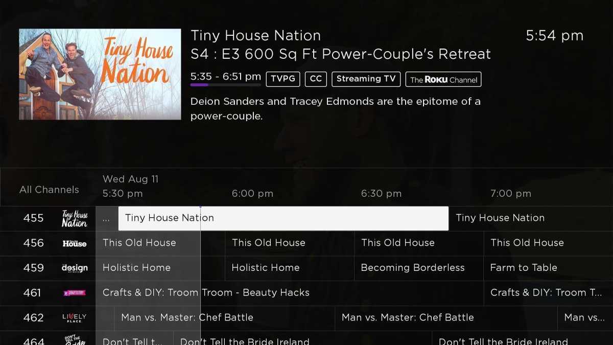 Roku Live TV guide