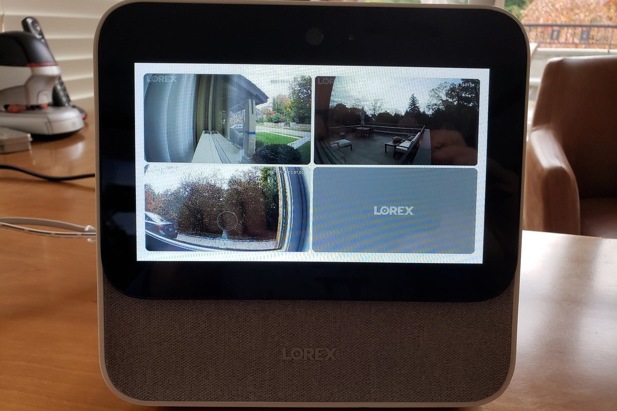 three camera feeds on the lorex smart home console