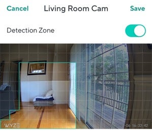 wyze cam pan v2 motion detections zones