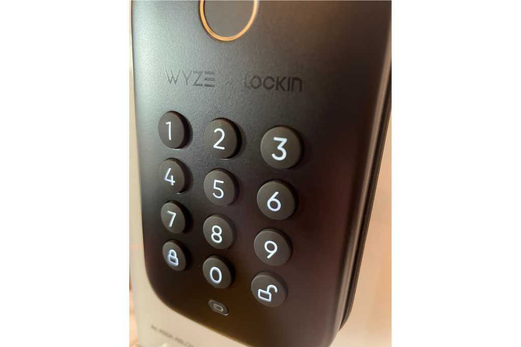 Fingerprint reader and numeric keypad on Wyze Lock Bolt