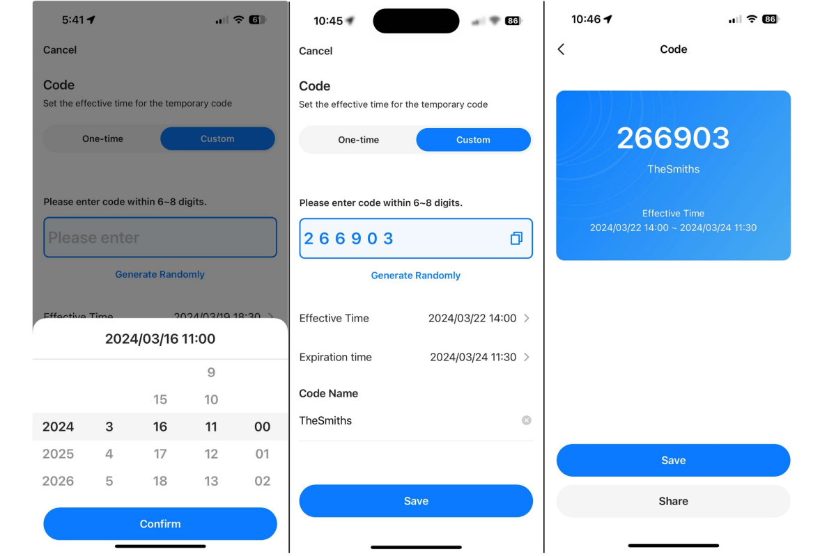 Proscenic Smart Lock L60 app screenshots