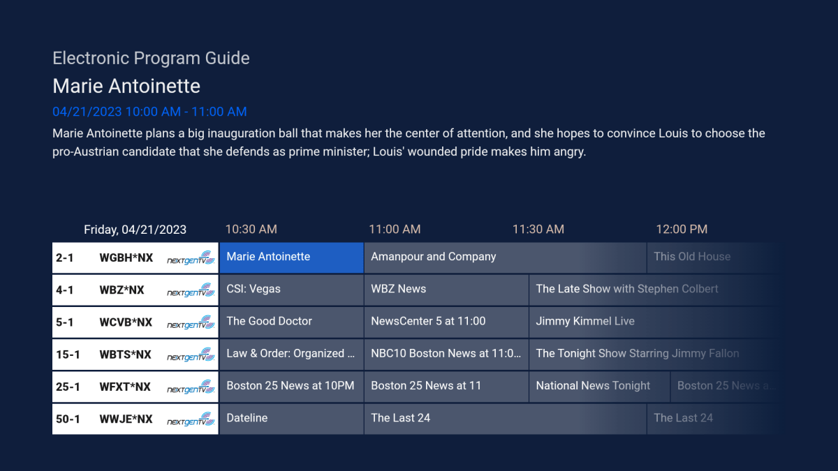 Channel Master Zinwell ZAT-600B electronic program guide